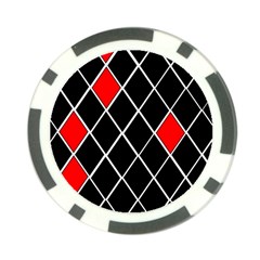 Elegant Black And White Red Diamonds Pattern Poker Chip Card Guards by yoursparklingshop