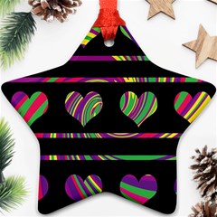 Colorful Harts Pattern Ornament (star)  by Valentinaart