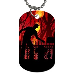 Horror Zombie Ghosts Creepy Dog Tag (one Side) by Amaryn4rt