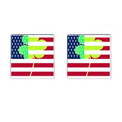 Usa Ireland American Flag Shamrock Irish Funny St Patrick Country Flag  Cufflinks (square) by yoursparklingshop