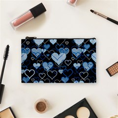 Blue Harts Pattern Cosmetic Bag (small)  by Valentinaart