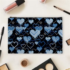 Blue Harts Pattern Cosmetic Bag (large)  by Valentinaart