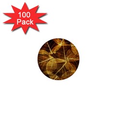 Leaves Autumn Texture Brown 1  Mini Buttons (100 Pack)  by Amaryn4rt