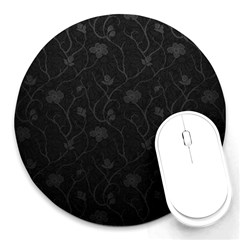 Dark Silvered Flower Round Mousepads by Brittlevirginclothing