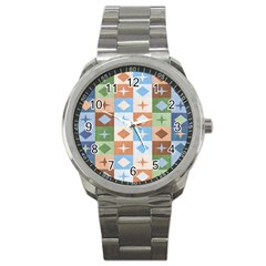 Fabric Textile Textures Cubes Sport Metal Watch by Amaryn4rt