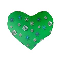 Snowflakes Winter Christmas Overlay Standard 16  Premium Heart Shape Cushions by Amaryn4rt