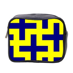 Pattern Blue Yellow Crosses Plus Style Bright Mini Toiletries Bag 2-side by Nexatart