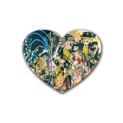 Art Graffiti Abstract Lines Rubber Coaster (heart)  by Nexatart