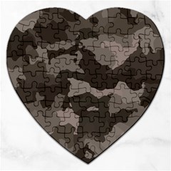 Background For Scrapbooking Or Other Camouflage Patterns Beige And Brown Jigsaw Puzzle (heart) by Nexatart