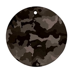 Background For Scrapbooking Or Other Camouflage Patterns Beige And Brown Round Ornament (two Sides) by Nexatart