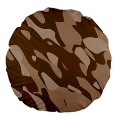 Background For Scrapbooking Or Other Beige And Brown Camouflage Patterns Large 18  Premium Round Cushions by Nexatart