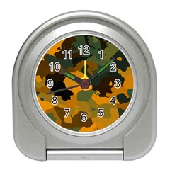 Background For Scrapbooking Or Other Camouflage Patterns Orange And Green Travel Alarm Clocks by Nexatart