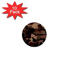 Background For Scrapbooking Or Other Camouflage Patterns Beige And Brown 1  Mini Buttons (10 Pack)  by Nexatart