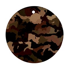 Background For Scrapbooking Or Other Camouflage Patterns Beige And Brown Round Ornament (two Sides) by Nexatart