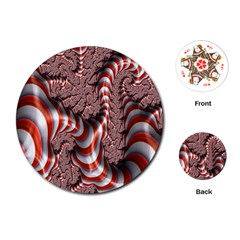 Fractal Abstract Red White Stripes Playing Cards (round)  by Nexatart