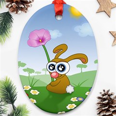 Easter Spring Flowers Happy Ornament (oval) by Nexatart