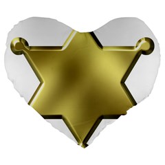 Sheriff Badge Clip Art Large 19  Premium Heart Shape Cushions by Nexatart