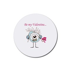 Valentine Day Poster Rubber Coaster (round)  by dflcprints