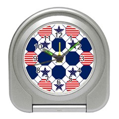 Patriotic Symbolic Red White Blue Travel Alarm Clocks by Nexatart