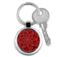 Fractal Art Elegant Red Key Chains (round)  by Nexatart