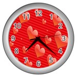 Red Hearts Wall Clocks (Silver)  Front