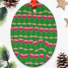 Wine Red Champagne Glass Red Wine Ornament (oval) by Nexatart