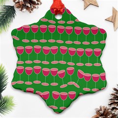 Wine Red Champagne Glass Red Wine Snowflake Ornament (two Sides) by Nexatart