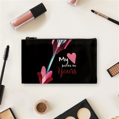 My Heart Points To Yours / Pink And Blue Cupid s Arrows (black) Cosmetic Bag (small)  by FashionFling