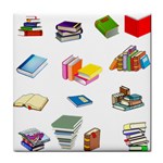 Bookworm Pattern Tile Coasters Front