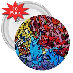 Colorful Graffiti Art 3  Buttons (10 Pack)  by Nexatart