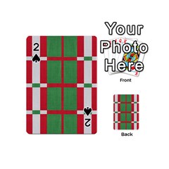 Fabric Green Grey Red Pattern Playing Cards 54 (mini)  by Nexatart