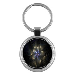 Fractal Blue Abstract Fractal Art Key Chains (round)  by Nexatart