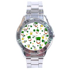 St  Patrick s Day Pattern Stainless Steel Analogue Watch by Valentinaart