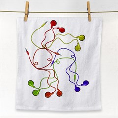 Colorful Earphones  Face Towel by Valentinaart