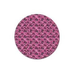 Floral Pink Collage Pattern Magnet 3  (round) by dflcprints