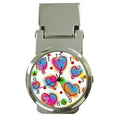 Love Hearts Shapes Doodle Art Money Clip Watches by Nexatart