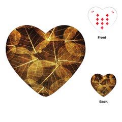 Leaves Autumn Texture Brown Playing Cards (heart)  by Nexatart