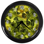 Olive Seamless Camouflage Pattern Wall Clocks (Black) Front