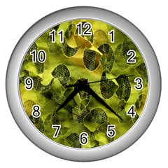 Olive Seamless Camouflage Pattern Wall Clocks (silver)  by Nexatart