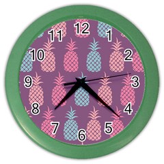 Pineapple Pattern  Color Wall Clocks by Nexatart