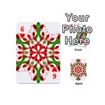 Red And Green Snowflake Playing Cards 54 (Mini)  Front - Heart6