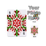 Red And Green Snowflake Playing Cards 54 (Mini)  Front - Spade5