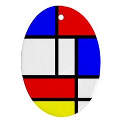 Mondrian Red Blue Yellow Ornament (oval) by Amaryn4rt