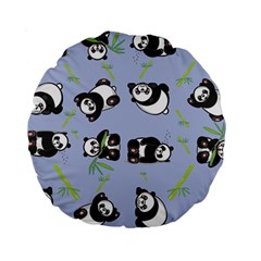 Panda Tile Cute Pattern Blue Standard 15  Premium Round Cushions by Amaryn4rt