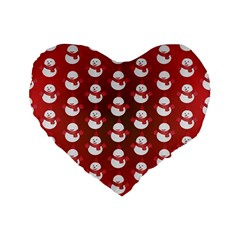 Card Cartoon Christmas Cold Standard 16  Premium Heart Shape Cushions by Amaryn4rt