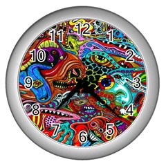 Vector Art Pattern Wall Clocks (silver)  by Amaryn4rt