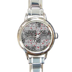 Sribble Plaid Round Italian Charm Watch by Amaryn4rt