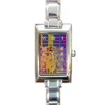 Circuit Board Pattern Lynnfield Die Rectangle Italian Charm Watch Front