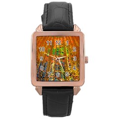 Circuit Board Pattern Rose Gold Leather Watch  by Simbadda