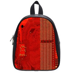 Computer Texture Red Motherboard Circuit School Bags (small)  by Simbadda